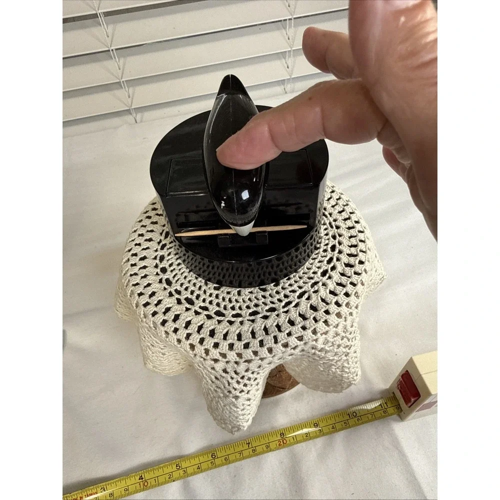 Black Vtg Penguin Bird Toothpick Dispenser Holder Mechanical Plastic Novelty